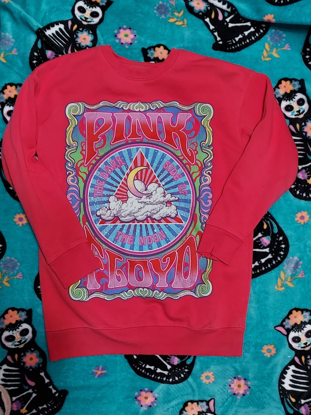 Pink Floyd Graphic Crewneck Sweatshirt - Coral Pink